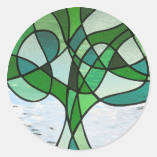 Redonda Pegatina del árbol abstracto de la vida