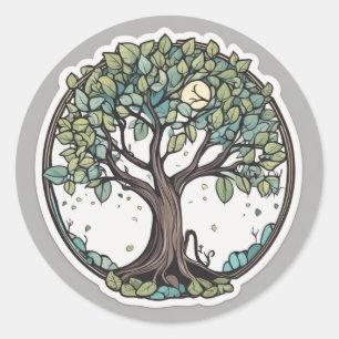 Redonda Pegatina del árbol de la vida