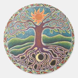 Redonda Pegatina del árbol de la vida Mandala