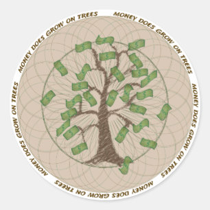 Redonda Pegatina del árbol del dinero