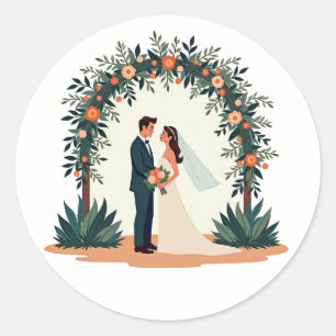 Redonda Pegatina del Arco del Amor de Parejas