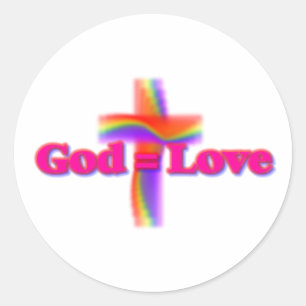 Redonda Pegatina del arco iris de God=Love