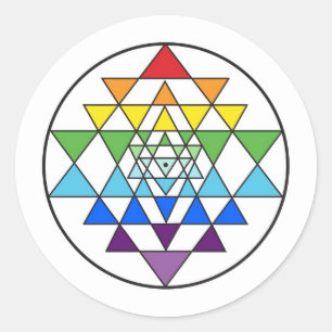 Redonda Pegatina del arco iris de Sri Yantra