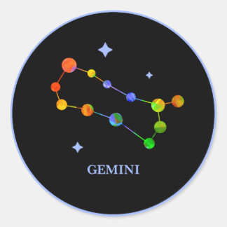 Redonda Pegatina del arcoiris de Gemini negro