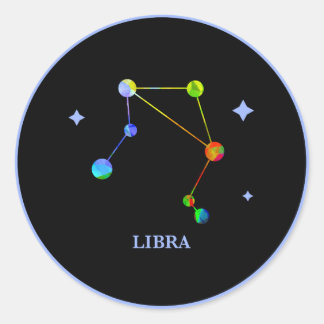 Redonda Pegatina del arcoiris de la lira zodiaca negra
