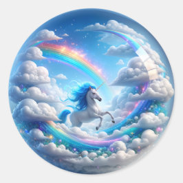 Redonda Pegatina del arcoiris de Unicornio - Magia de la f