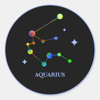 Redonda Pegatina del arcoiris de Zodiac negro