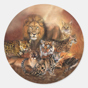 Redonda Pegatina del arte del gato grande
