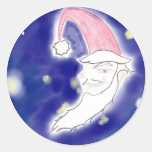 Redonda Pegatina del arte del navidad de la luna de Santa