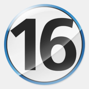 Redonda Pegatina del azul del número 16