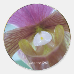 Redonda Pegatina del Boda de la orquídea amarilla rosa