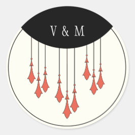 Redonda Pegatina del Boda de otoño de medianoche