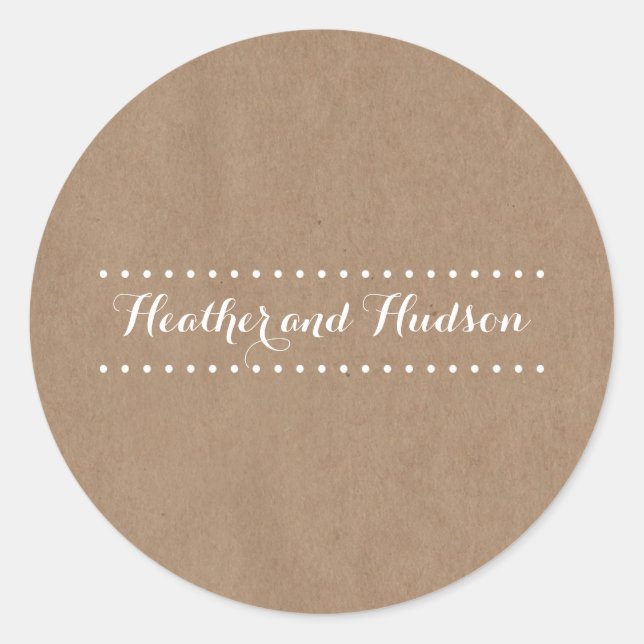 Redonda Pegatina del Boda inspirado en el cartón (Anverso)