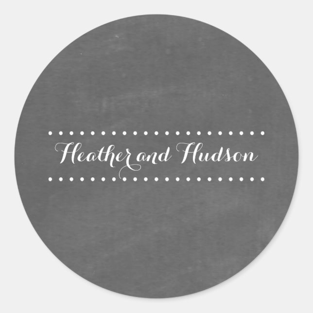 Redonda Pegatina del Boda inspirado en el tablero de anunc (Anverso)