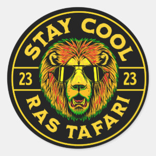 Redonda Pegatina del botón Stay Guay Ras Tafari