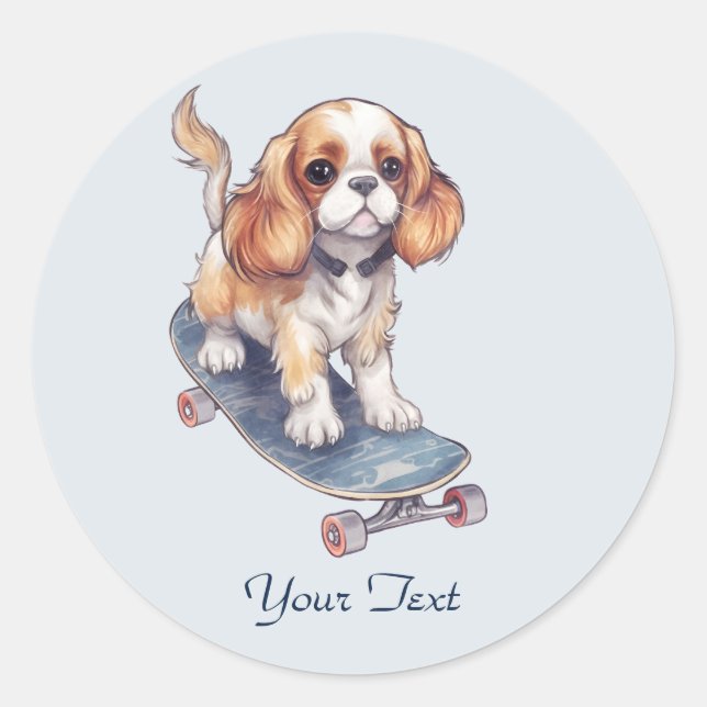 Redonda Pegatina del Cavalier King Charles Spaniel (Anverso)