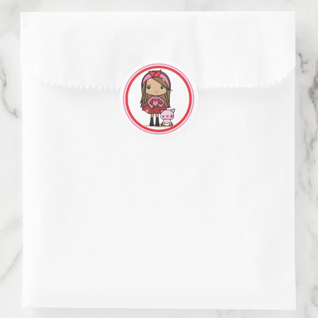Redonda Pegatina del Chica de granja (Bolso)