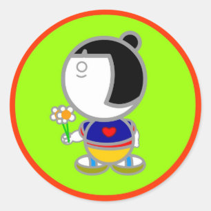 Redonda Pegatina del CHICA de JAPÓN