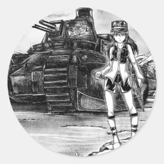 Redonda Pegatina del Chica del tanque