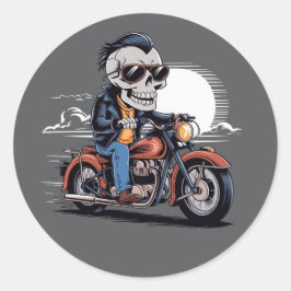 Redonda Pegatina del ciclista Skull Rider