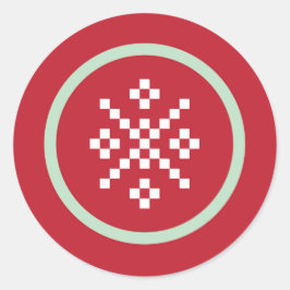 Redonda Pegatina del clima de suéter de copo de nieve