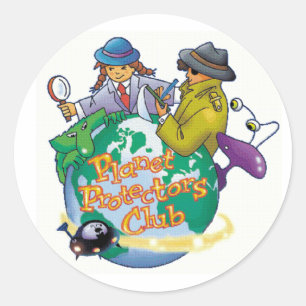 Redonda Pegatina del Club Infantil de Protectores Planetar