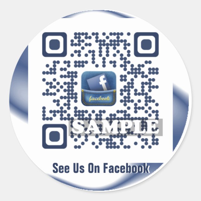Redonda Pegatina del código de Facebook QR (plantilla (Anverso)