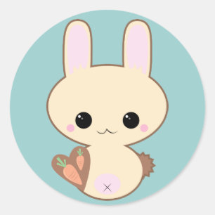 Redonda Pegatina del conejito de Kawaii Kokeshi