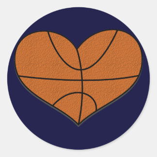 Redonda Pegatina del corazón del baloncesto