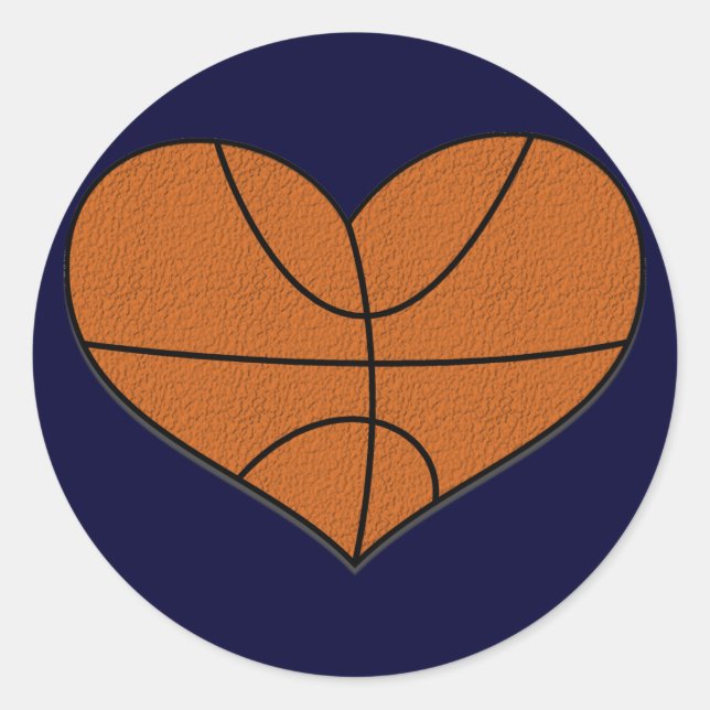 Redonda Pegatina del corazón del baloncesto (Anverso)
