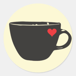 Redonda Pegatina del corazón del café