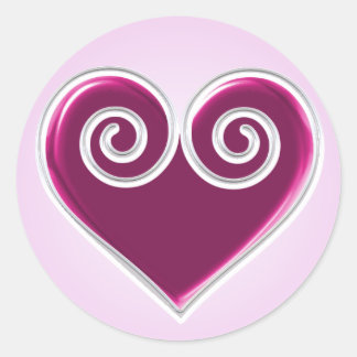 Redonda Pegatina del corazón del Relieve metalizado rosa