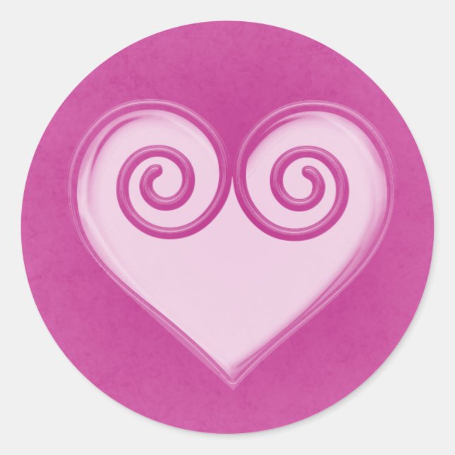 Redonda Pegatina del corazón fantasma rosado (Anverso)
