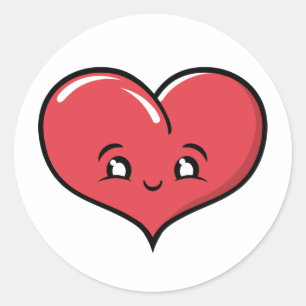 Redonda Pegatina del corazón feliz