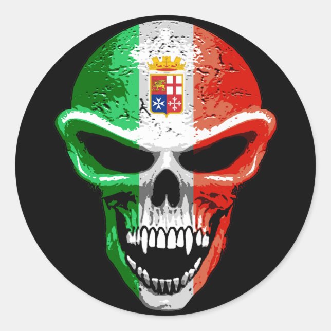 Redonda Pegatina del cráneo de Italia (Anverso)