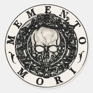 Redonda Pegatina del cráneo de Memento Mori