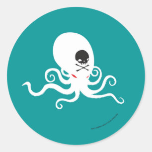 Redonda Pegatina del cráneo del pulpo del comedor