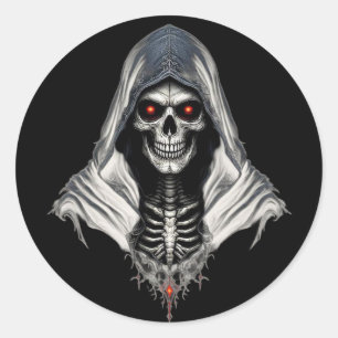 Redonda Pegatina del cráneo Grim Reaper