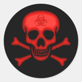 Redonda Pegatina del cráneo Red Biohazard