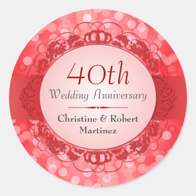 Redonda Pegatina del cuadragésimo aniversario de Ruby Red  (Anverso)