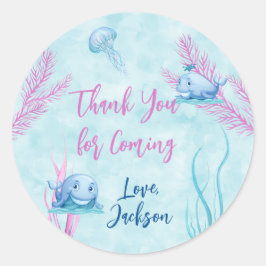 Redonda Pegatina del cumpleaños de los niños de Whale of a