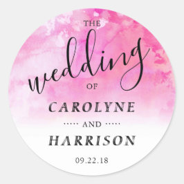 Redonda Pegatina del del Favor de la Boda de color de agu