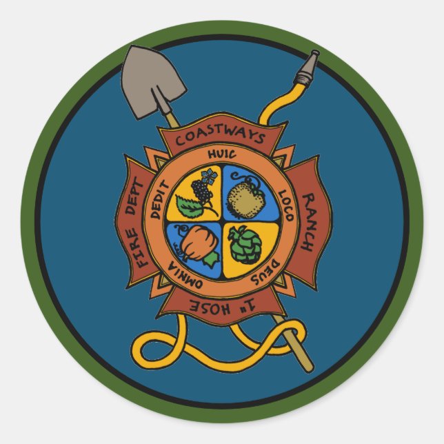 Redonda Pegatina del Departamento de Bomberos de Casas Coa (Anverso)