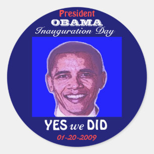 Redonda PEGATINA del Día de Inauguración de OBAMA