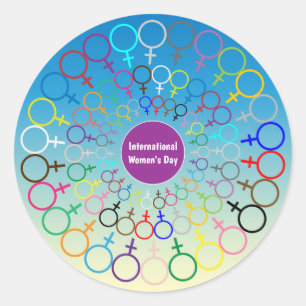Redonda Pegatina del día de las mujeres internacionales