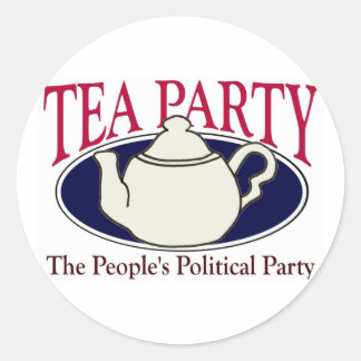 Redonda Pegatina del Día del Impuesto del Fiesta del Tea