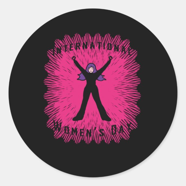 Redonda Pegatina del Día Internacional de la Mujer (Anverso)