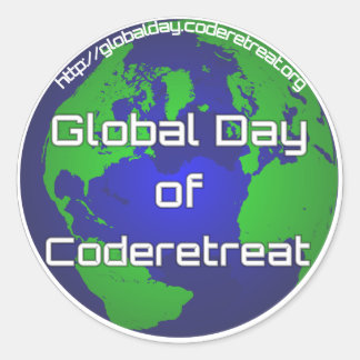 Redonda Pegatina del Día Mundial del Coderetreat de 3"