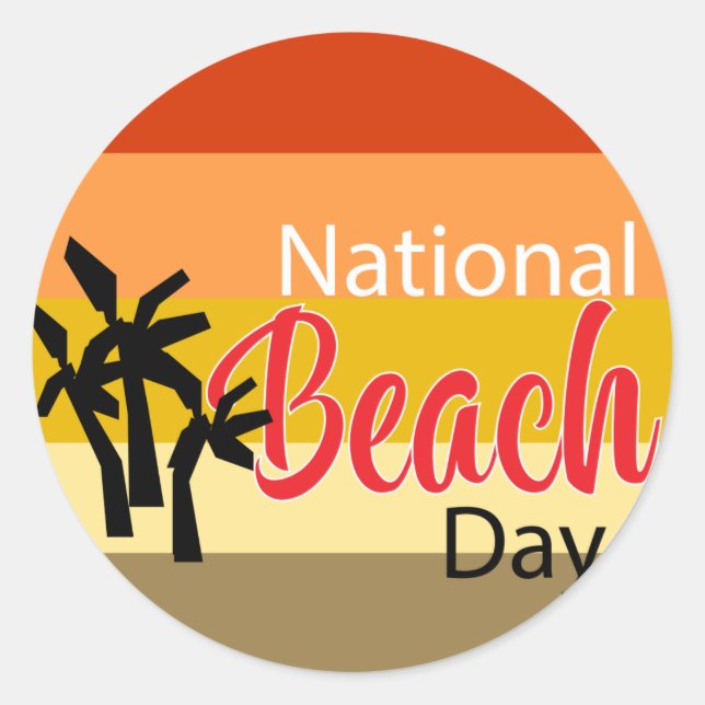 Redonda Pegatina del Día Nacional de la Playa (Anverso)