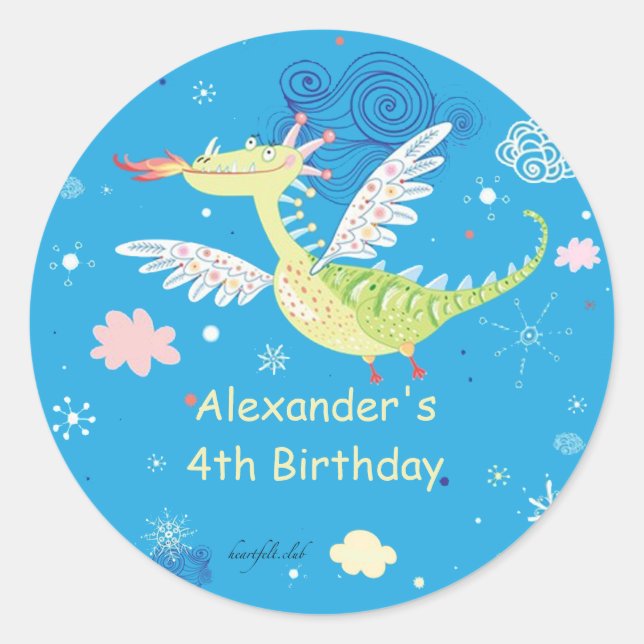 Redonda Pegatina del dragón volador (Anverso)